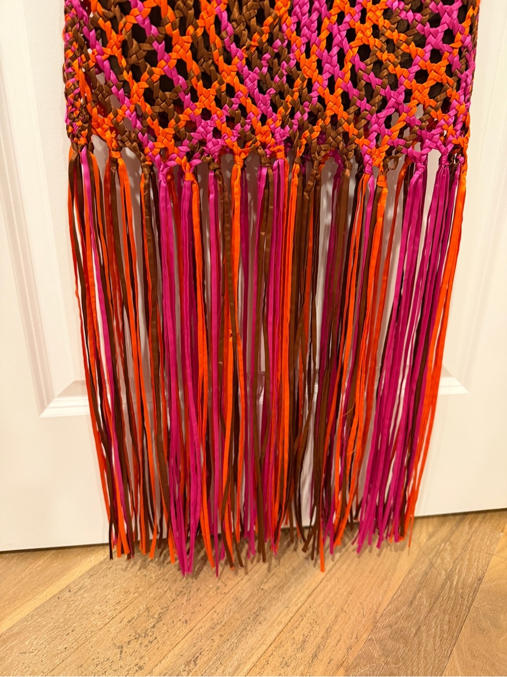 Zara Orange and Pink Handwoven Fringe Maxi Dress - Picture 4 of 4